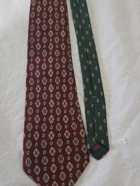 Tommy Hilfiger Burgundy and Green Silk Patterned Ties